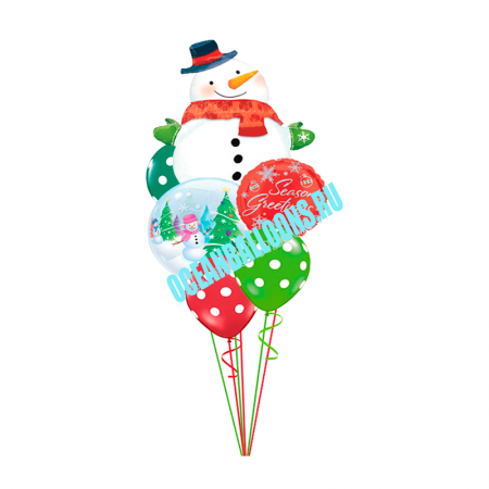 Букет «Веселый снеговик» из 18 шаров