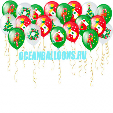 Гелиевые шары под потолок «Новогоднее настроение»