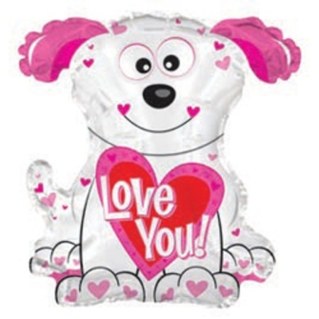 Фольгированный шар Белый щенок - Love You