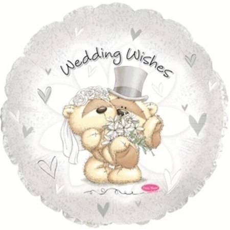 Фольгированный шар сердце «Свадебные пожелания с мишками»