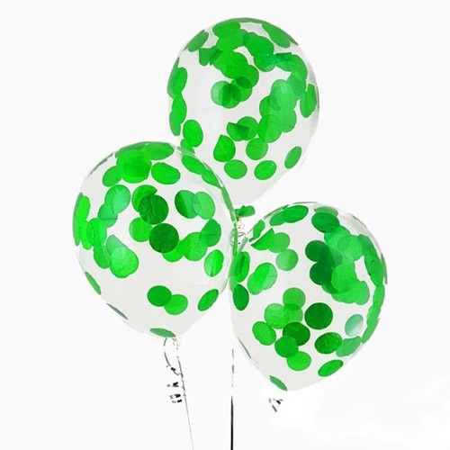 Гелиевые шары с конфетти зеленые 