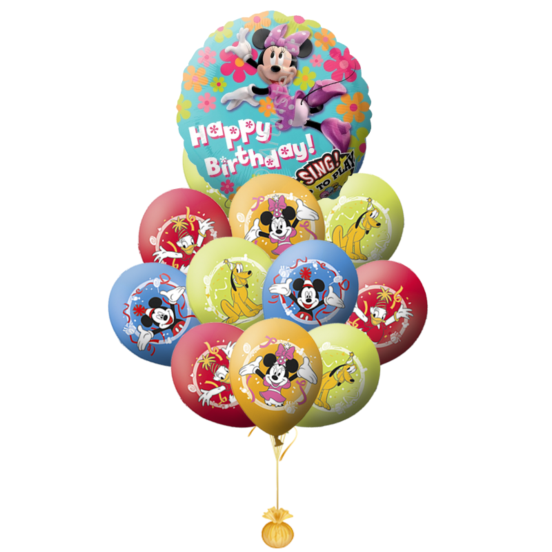Букет на День рождения «Поздравление от Минни и его друзей» из 21 шаров