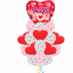 Признание Любимой из 11 воздушных шаров и 1 фигуры в виде сердца