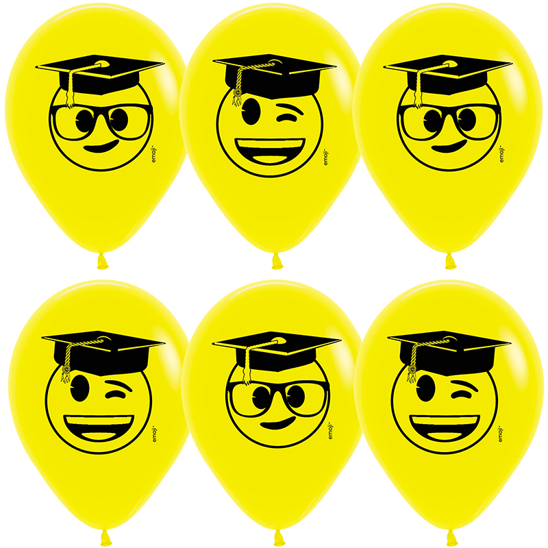 Гелиевые шары Выпускник, Emoji, Желтый