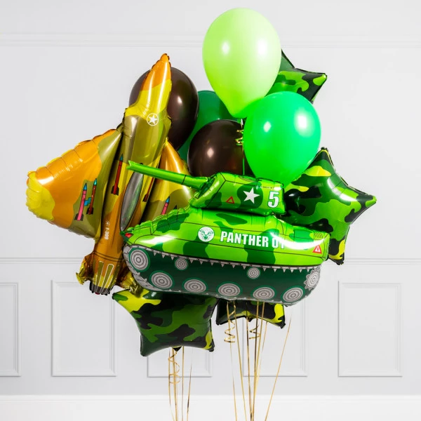 Композиция шаров на День защитника отечества «Самолет и танк»