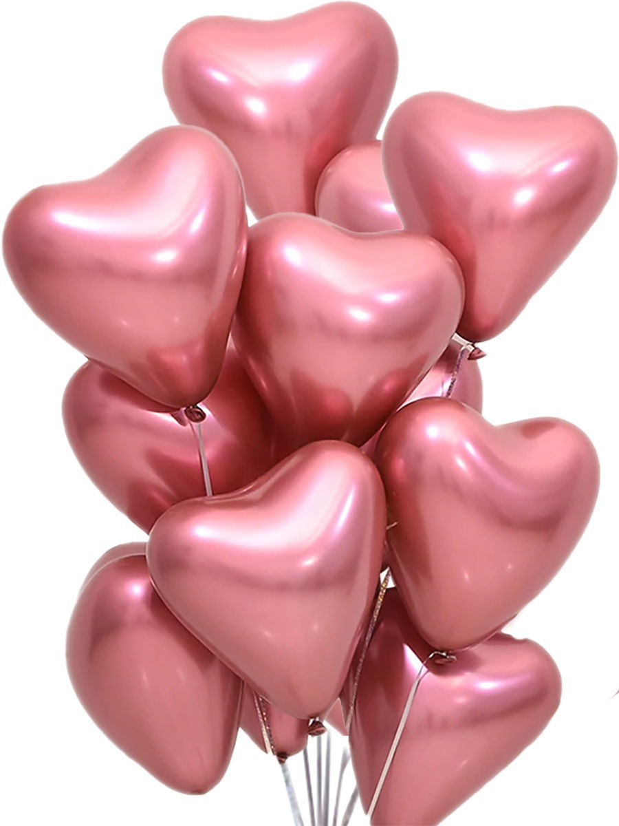 Гелиевый шарик сердце Хром розовый