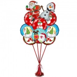 Букет «Дед мороз с Снеговиком» из 7 воздушных шаров  и 2 фигур